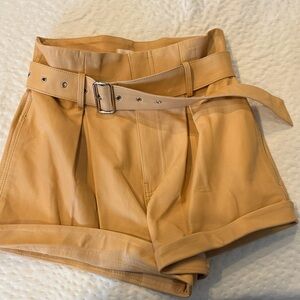 Camila Coelho High Waist Tan Belted Shorts